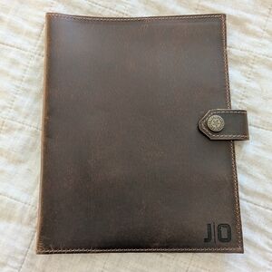 Elegant Genuine Brown Leather Paper Notepad Cover